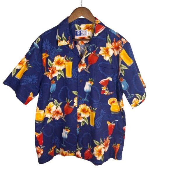 Mens‎ Hawaiian Button Up Shirt Size XL Tropical Drinks Vacation Colorful Cruise - Picture 1 of 14